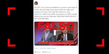 No, las vallas en torno a la Casa Rosada no se pusieron cuando Alberto Fernández era jefe de gabinete