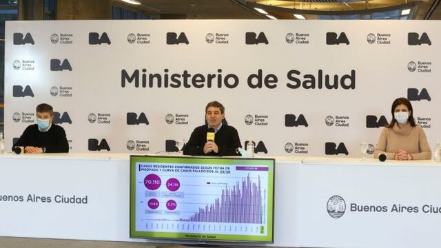 El ministro de Salud porteño, Fernán Quirós, en conferencia de prensa. (foto: prensa GCBA)
