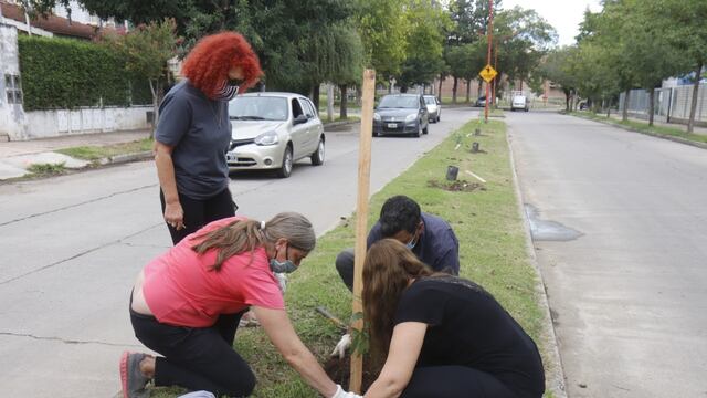 Jornada de forestación en el barrio Sol y Lago.