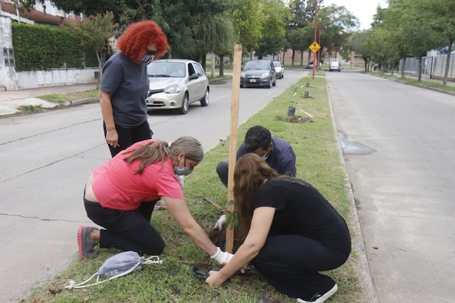 Jornada de forestación en el barrio Sol y Lago.