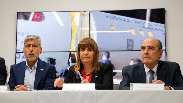 Conferencia de prensa de la ministra de Seguridad Patricia Bullrich por el operativo de detención de los familiares de Fito Macías. (Gentileza La Nación)