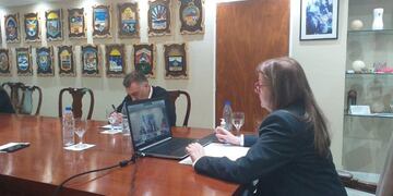 gobernadora en videoconferencia con el presidente Alberto Fernández