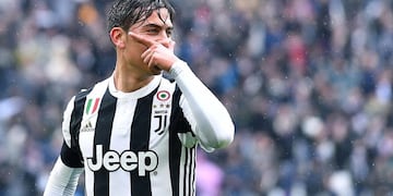 Juventus' Paulo Dybala celebrates after scoring during the Serie A soccer match between Juventus and Udinese, at the Allianz Stadium in Turin, Italy, Sunday, March 11, 2018\u002E (Alessandro di Marco/ANSA via AP)