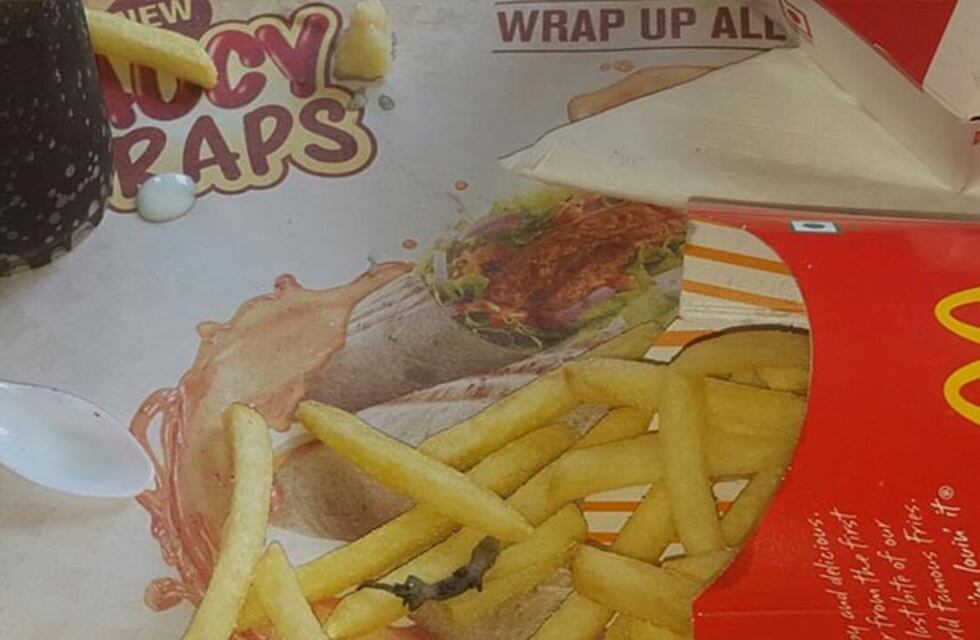 Escándalo en McDonald's por una lagartija muerta entre las papas fritas