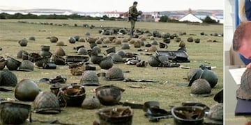 Marine inglés devuelve el casco del Principal Enfermero Héctor Pereyra