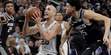Manu Ginóbili, nuevamente en la postemporada con San Antonio Spurs\u002E (AP Photo/Eric Gay)