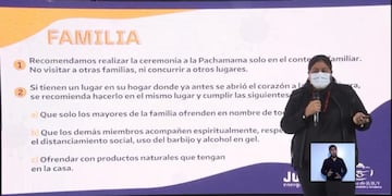 La ministra de Desarrollo Humano, Natalia Sarapura, expuso sobre las restricciones y recomendaciones para celebrar en el ámbito familiar el Día e la Pachamama\u002E