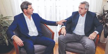 Sergio Uñac y Alberto Fernández durante uno de sus encuentros en San Juan\u002E