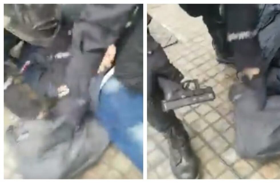 El momento de la detención del ladrón que baleó al cliente de un kiosco céntrico