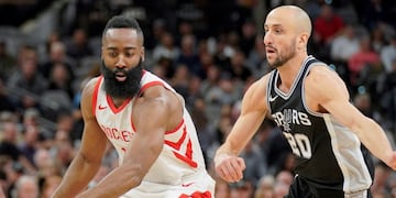 Manu Ginobili marca a James Harden