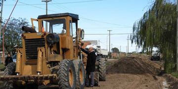 trabajos de pavimentación en Avenida Triunvirato