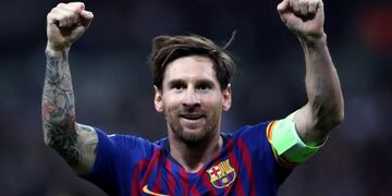 FILED - 03 October 2018, England, London: Barcelona's Lionel Messi celebrates scoring his sides third goal during the UEFA Champions League Group B soccer match between Tottenham Hotspur and Barcelona at Wembley Stadium\u002E Messi took to social media Monday to confirm Barcelona players will take a 70 per cent pay cut during Spain's state of alarm, and help pay the wages of the rest of the club's staff\u002E Photo: Nick Potts/PA Wire/dpa