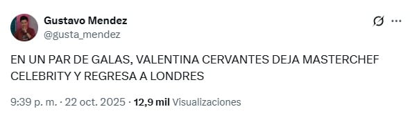 Gustavo Méndez sobre Valentina Cervantes.