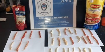 Un hombre fue detenido en Melchor Romero por intentar ingresar marihuana en varios sachet de mayonesa y ketchup (Web)