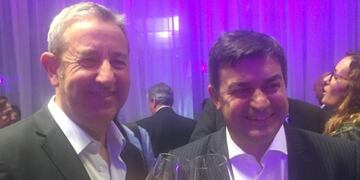 Julio Cobos y Omar De Marchi en la celebración del Día Mundial del Malbec, aunque podría ser el primer brindis de la nueva fórmula para las Elecciones 2019 en Mendoza\u002E