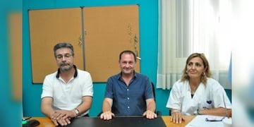 Fernando Giacomino, Silvia Rufino y Néstor Gómez en rueda de prensa