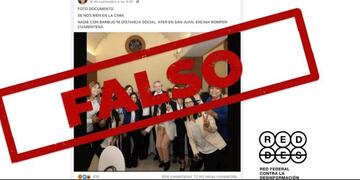 No, la foto de Alberto Fernández en San Juan sin barbijo ni distanciamiento social no es actual, es de 2019\u002E (RedDES)