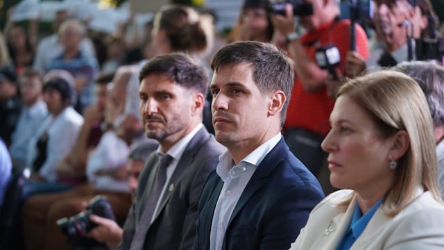 El gobernador Maximiliano Pullaro, el intendente de Rafaela, Leonardo Viotti y la vicegobernadora Gisela Scaglia