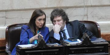 Javier Milei y Victoria Villarruel, candidatos a presidente y vice de La Libertad Avanza, en la Cámara de Diputados (Foto: Federico López Claro)