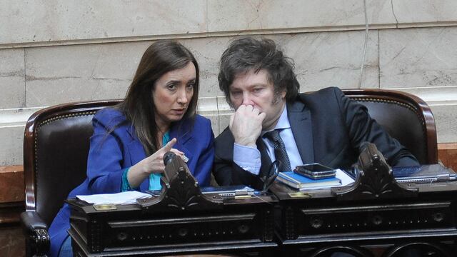 Javier Milei y Victoria Villarruel, candidatos a presidente y vice de La Libertad Avanza, en la Cámara de Diputados (Foto: Federico López Claro)