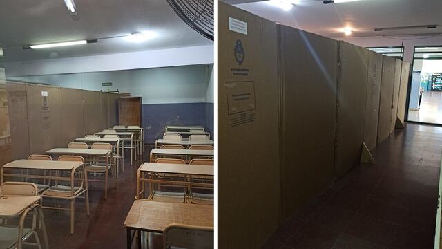 Escuela de La Plata divide las aulas con cartones.