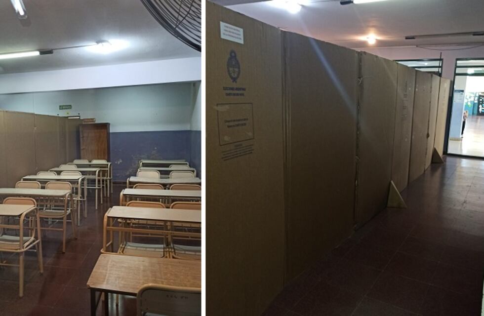 En un colegio de La Plata utilizan cartones para dividir las aulas y hay falta de gas