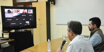 Germán Bottero y Luis Castellano en una teleconferencia de prensa