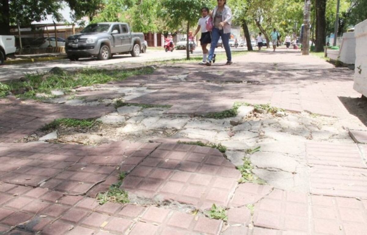 Imagen archivo\u002E Las veredas rotas forman parte del paisaje en la plaza Belgrano\u002E