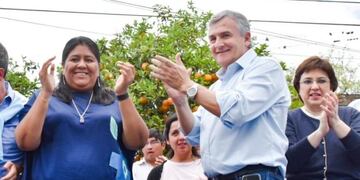 Natalia Sarapura y Gerardo Morales, en Palpalá, Jujuy