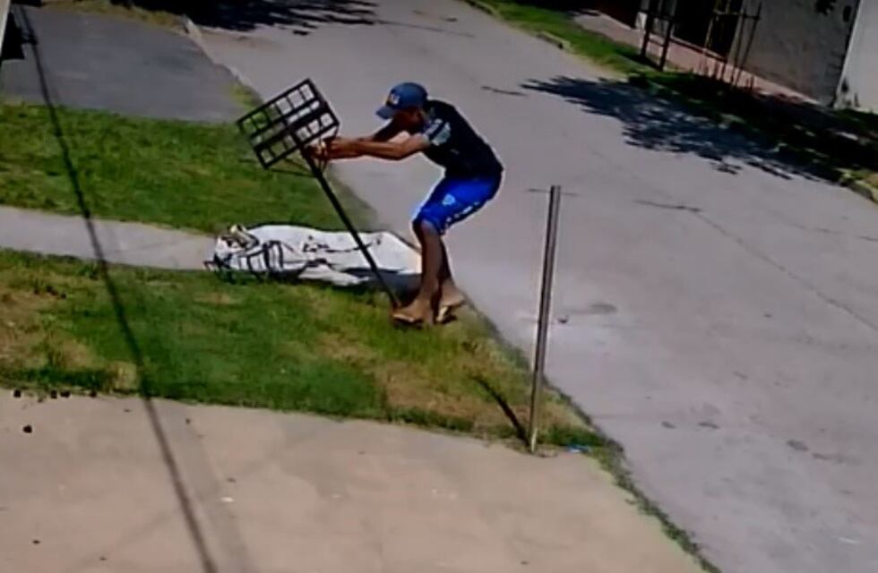 Se robaron un canasto de basura y quedaron escrachados por las cámaras