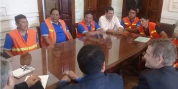Mineros y dirigentes, con los ministros en la Casa de Gobierno de Jujuy