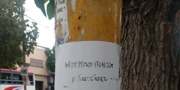 Los carteles aparecieron pegados en postes de la luz y árboles\u002E