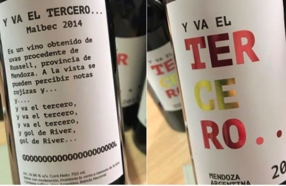 "Y va el tercero...", el vino mendocino que hace honor al gol del Pity Martínez
