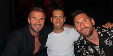 Lionel Messi junto con David Beckham y