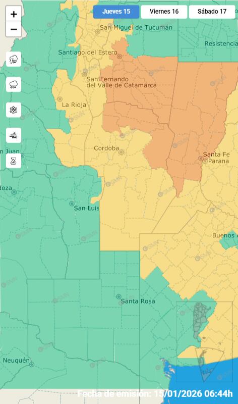 Dónde rige alerta naranja por tormenta este jueves 15 de enero en la provincia de Córdoba.