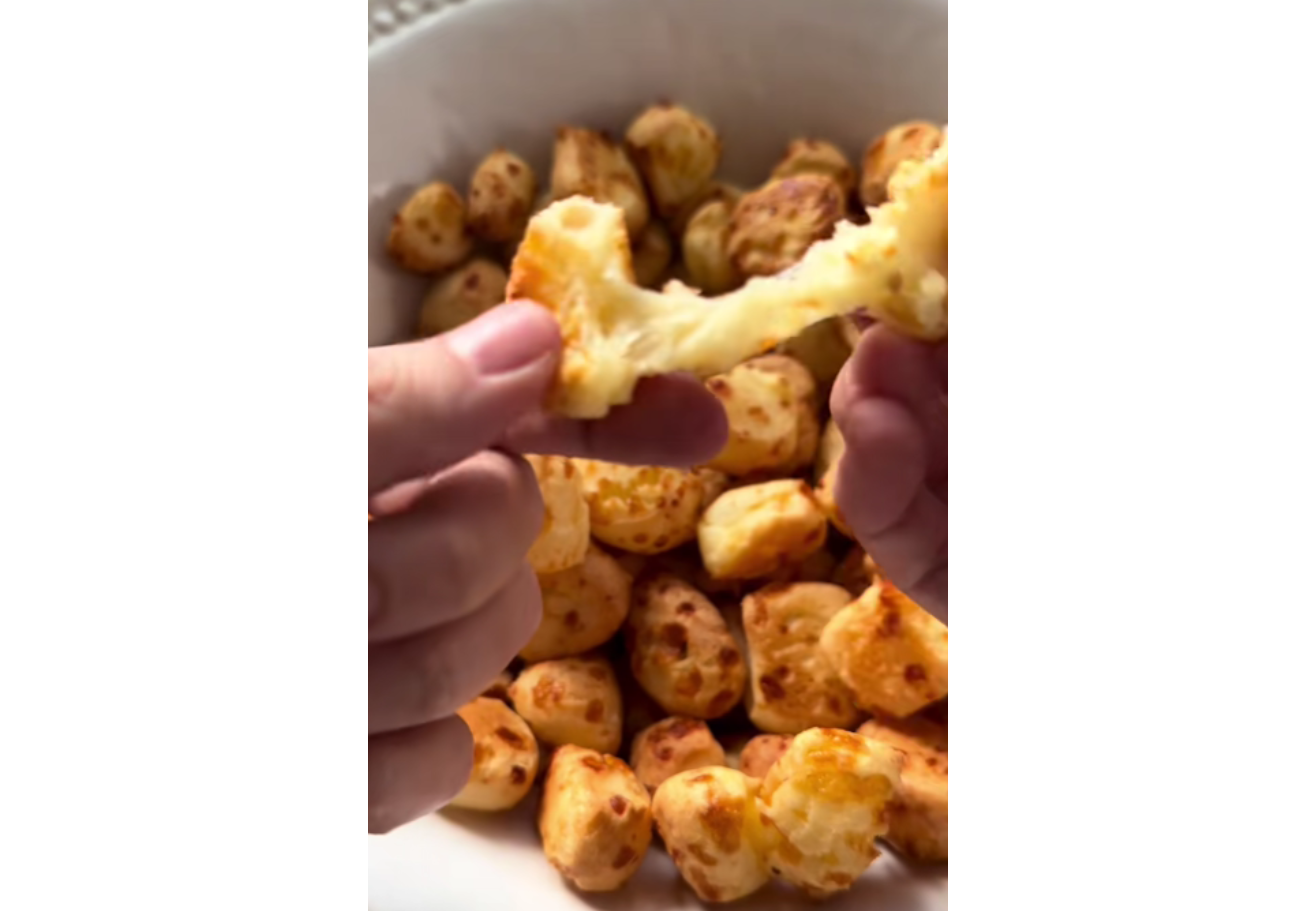 Así quedan los pochoclos de chipa.