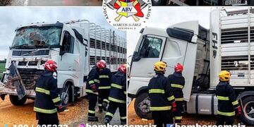 Choque de camiones en Marcos Juárez