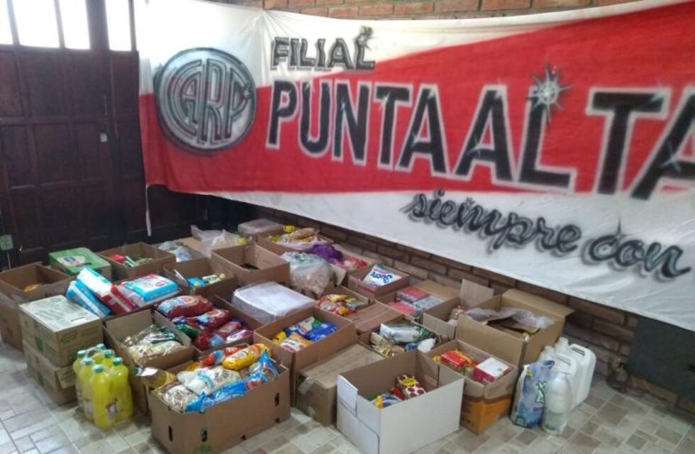 Punta Alta: la filial de River Plate donó alimentos y elementos de limpieza
