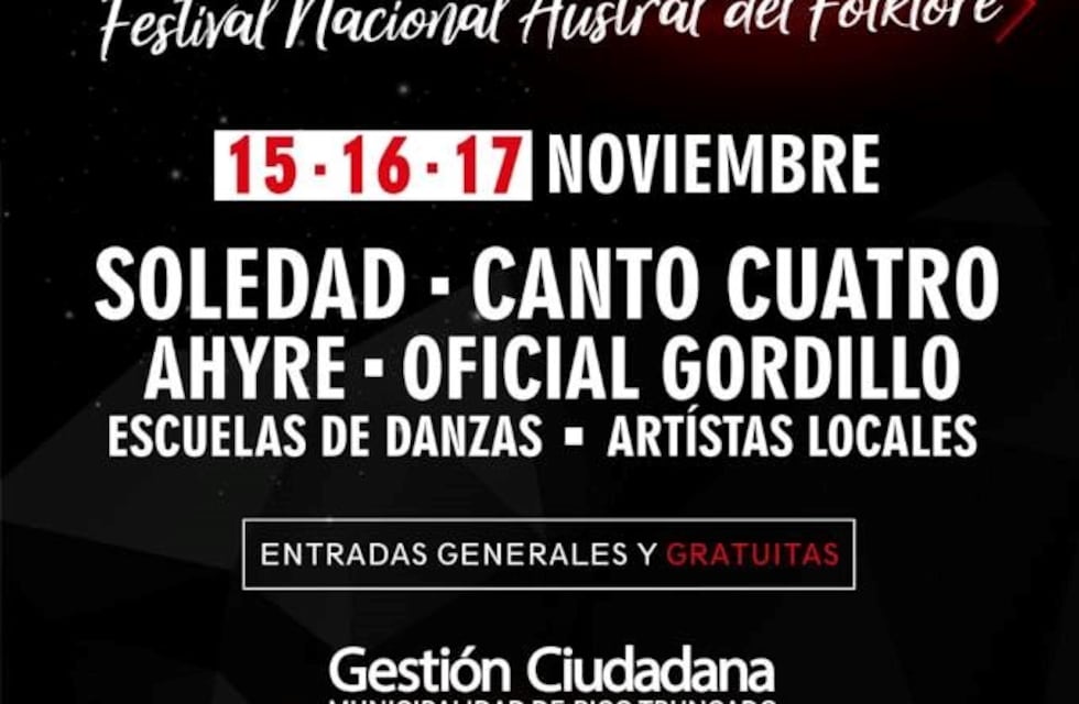 Nueva edición del Festival Nacional Austral del Folklore en Pico Truncado