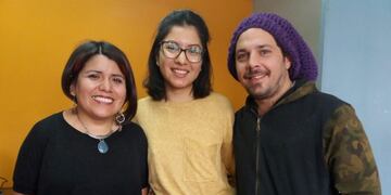 Carona Mercado, Florencia Adorno y Nahuel Almada, tesistas del ENERC NOA que contaron el apoyo de la Jujuy Film Commission