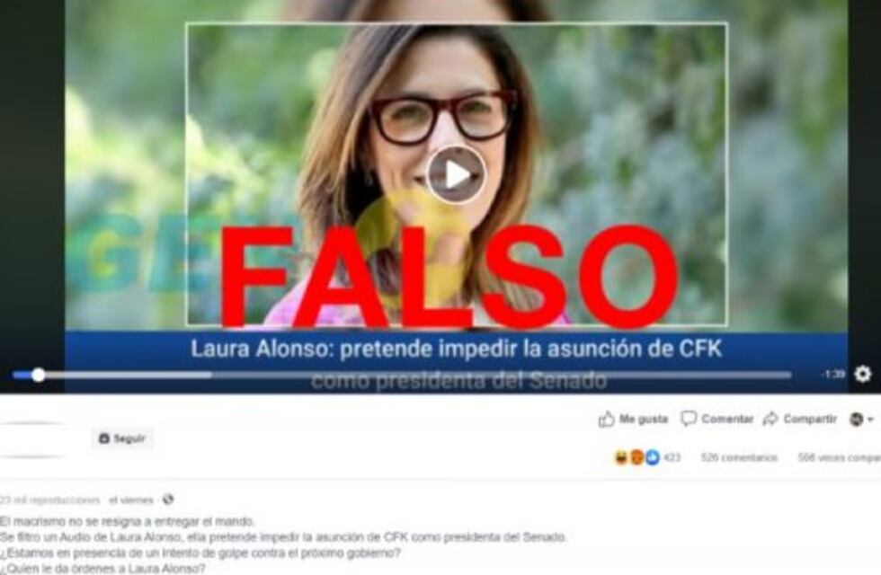 Es falso que en un audio Laura Alonso dijo que va a presentar un pedido de juicio político contra Cristina Kirchner