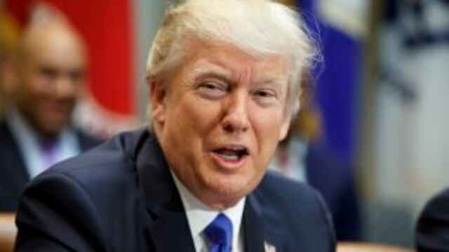 FILE - In this Feb. 1, 2017 file photo, President Donald Trump speaks during a meeting on African American History Month in the Roosevelt Room of the White House in Washington. Japanese media reports say Prime Minister Shinzo Abe plans to propose a major