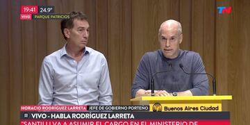 Conferencia de Larreta y Santilli\u002E (Captura de TV)