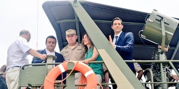 El gobernador Herrera Ahuad y el ministro de Gobierno, Marcelo Pérez, junto a jefes de Prefectura, anfitriones de la ministra Frederic\u002E (M\u002E de Gobierno)