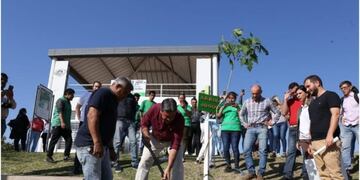Capitanich fue el encargado de plantar el árbol 40\u002E000 en la ciudad\u002E (Prensa Municipalidad de Resistencia)