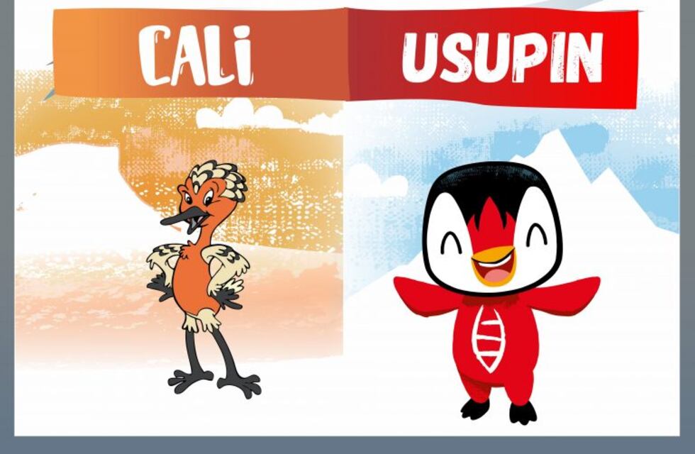 Las mascotas Cali y Usupin juntos en Río Grande