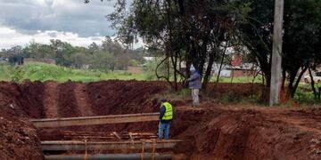 Obra de desagüe sobre la ex213 en Posadas\u002E