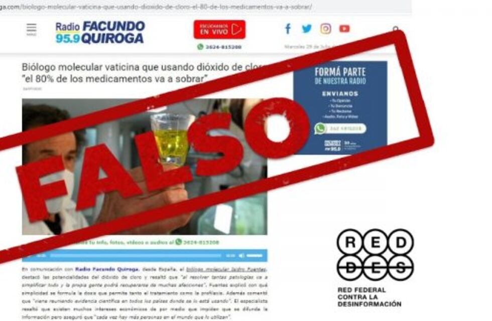 No, no hay evidencias de que el dióxido de cloro cure la COVID-19, ni ninguna otra enfermedad y su uso puede ser peligroso