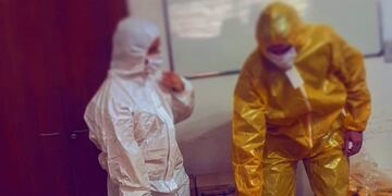 El Hospital San Miguel en el departamento Caseros recibió equipos de protección personal (EPP) en abril para afrontar la emergencia sanitaria\u002E (Facebook)