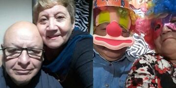 Abuelos se disfrazan de payasos y regalan merienda por el Día del Niño